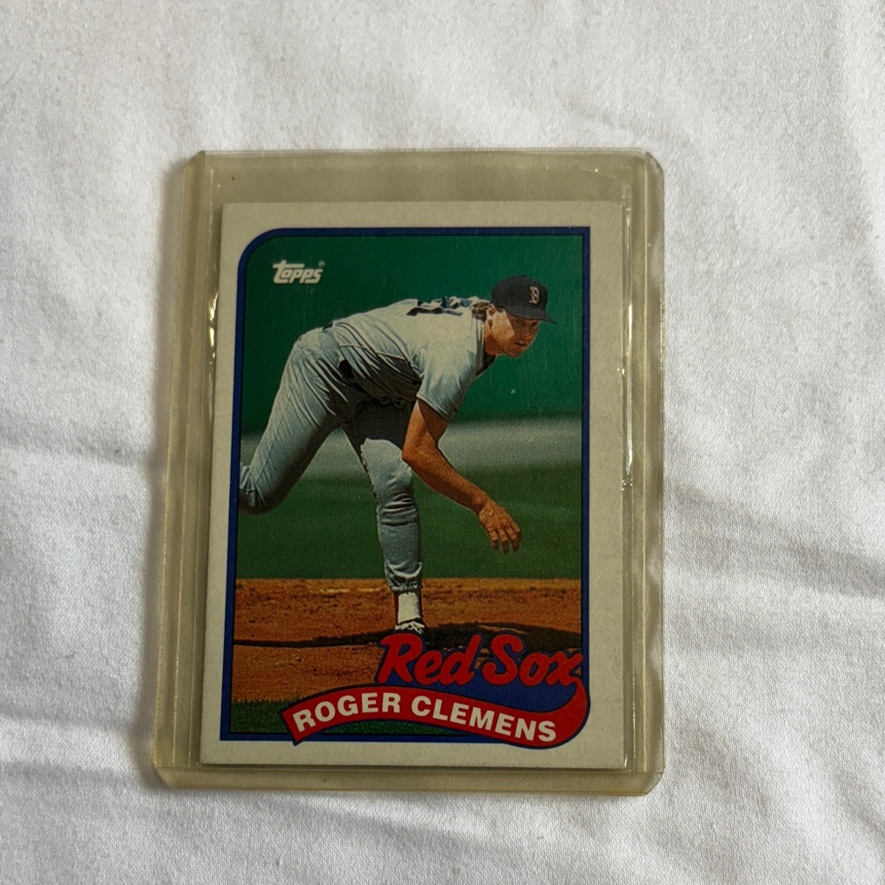 Topps Red Sox Roger Clemens Card with Green and Red Accents